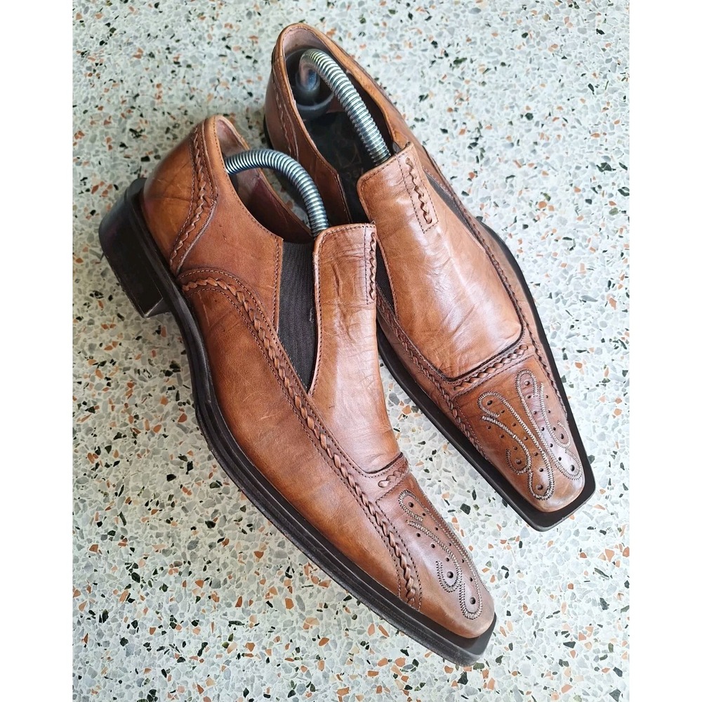Jo Ghost Vero Cuoio Leather‎ Square Toe Dress Shoes Made In Italy